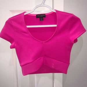 Y2K neon pink crop top XS